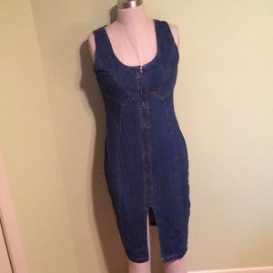 Denim dress with front split